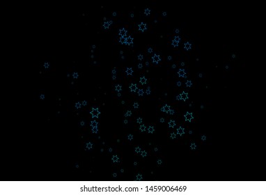 Dark Blue, Green vector cover with small and big stars. Modern geometrical abstract illustration with stars. Smart design for your business advert.