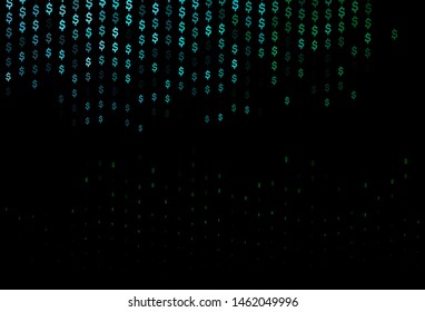 Dark Blue, Green vector cover with dollar, USD, usa signs. Colored symbols of all currency on white background. The pattern can be used for financial, investment websites.