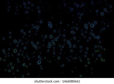 Dark Blue, Green vector cover with small and big stars. Shining colored illustration with stars. The pattern can be used for wrapping gifts.