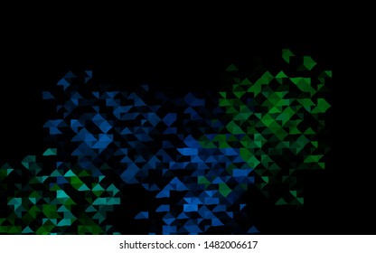 Dark Blue, Green vector cover in polygonal style. Illustration with set of colorful triangles. Pattern can be used for websites.