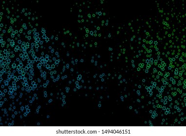 Dark Blue, Green vector cover with small and big stars. Glitter abstract illustration with colored stars. The pattern can be used for new year ad, booklets.