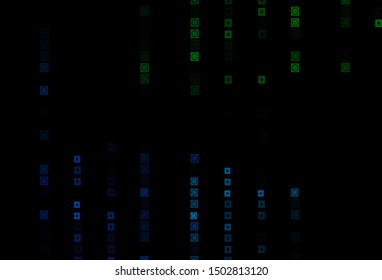 Dark Blue, Green vector cover in polygonal, circular style. Beautiful illustration with colorful gradient rectangles, circles. Best design for your ad, poster, banner.