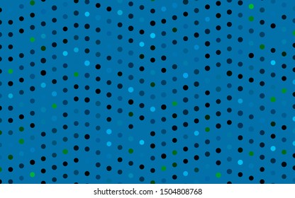 Dark Blue, Green vector cover with spots. Glitter abstract illustration with blurred drops of rain. Pattern of water, rain drops.