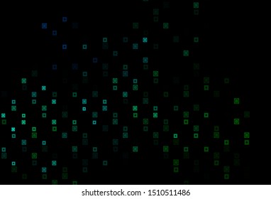Dark Blue, Green vector cover in polygonal, circular style. Illustration with set of colorful rectangles, circles. Pattern for commercials.