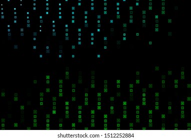 Dark Blue, Green vector cover in polygonal, circular style. Illustration with set of colorful rectangles, circles. Background for cell phones.