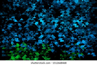 Dark Blue, Green vector cover in polygonal style. Triangles on abstract background with colorful gradient. Best design for your ad, poster, banner.
