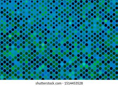 Dark Blue, Green vector cover with spots. Illustration with set of shining colorful abstract circles. Pattern for ads, leaflets.