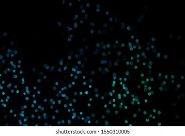 Dark Blue, Green vector cover with beautiful snowflakes. Shining colored illustration with snow in christmas style. New year design for your business advert.
