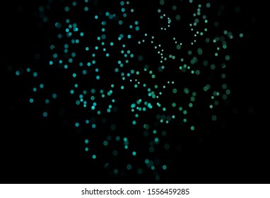Dark Blue, Green vector cover with beautiful snowflakes. Snow on blurred abstract background with gradient. The pattern can be used for year new  websites.