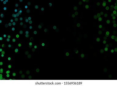 Dark Blue, Green vector cover with beautiful snowflakes. Shining colored illustration with snow in christmas style. The pattern can be used for new year leaflets.
