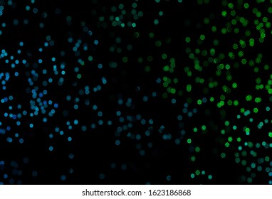 Dark Blue, Green vector cover with beautiful snowflakes. Modern geometrical abstract illustration with crystals of ice. New year design for your ad, poster, banner.