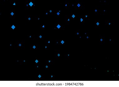 Dark blue, green vector cover in polygonal style with circles. Circles, lines, rhombus with colorful gradient. Pattern for busines ad, booklets, leaflets