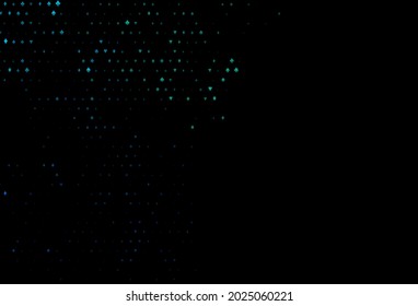 Dark blue, green vector cover with symbols of gamble. Colored illustration with hearts, spades, clubs, diamonds. Pattern for leaflets of poker games, events.