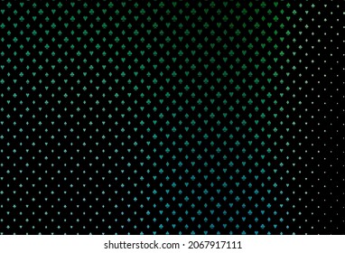 Dark blue, green vector cover with symbols of gamble. Colored illustration with hearts, spades, clubs, diamonds. Smart design for your business advert of casinos.