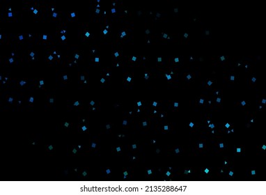 Azul oscuro, cubierta vectorial verde en estilo poligonal con círculos. Círculos, líneas, rhombus con gradiente colorido. Mejor diseño para tu anuncio, afiche, banner.