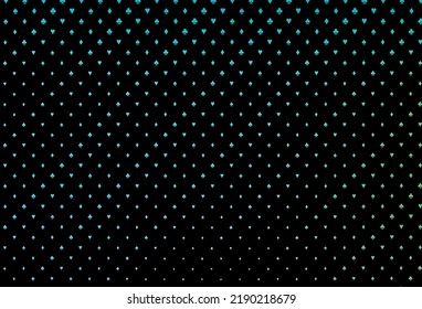Dark blue, green vector cover with symbols of gamble. Glitter abstract sketch with isolated symbols of playing cards. Pattern for ads of parties, events in Vegas.