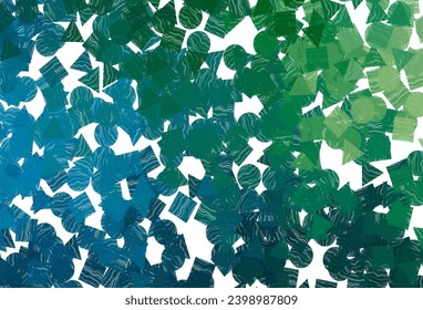 Tapa vectorial verde azul oscuro en estilo poligonal con círculos. Ilustración de gradiente abstracto con círculos, triángulos, cubos. Patrón de anuncios comerciales, folletos, folletos