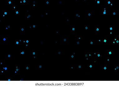 Cubierta vectorial azul oscuro, verde en estilo poligonal con círculos. Ilustración con círculos coloridos, triángulos, rectángulos. Patrón para anuncios comerciales, folletos, folletos