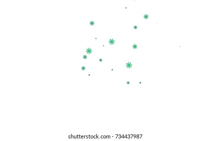 Dark Blue, Green vector cover with beautiful snowflakes. Blurred decorative design in xmas style with snow. New year design for your ad, poster, banner.