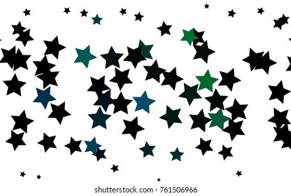 Dark Blue, Green vector cover with small and big stars. Glitter abstract illustration with colored stars. The pattern can be used for wrapping gifts.