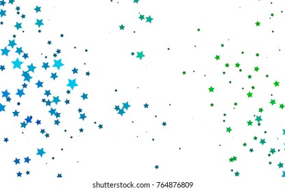 Dark Blue, Green vector cover with small and big stars. Glitter abstract illustration with colored stars. The pattern can be used for websites.