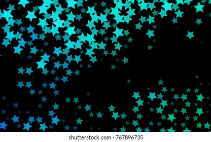 Dark Blue, Green vector cover with small and big stars. Glitter abstract illustration with colored stars. The pattern can be used for websites.