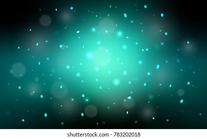 Dark Blue, Green vector cover with beautiful snowflakes. Decorative shining illustration with snow on abstract template. The template can be used as a new year background.