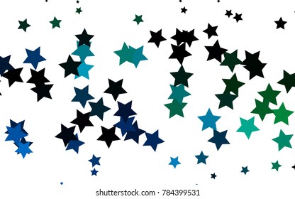 Dark Blue, Green vector cover with small and big stars. Blurred decorative design in simple style with stars. The template can be used as a background.