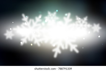 Dark Blue, Green vector cover with beautiful snowflakes. Glitter abstract illustration with crystals of ice. The pattern can be used for new year leaflets.