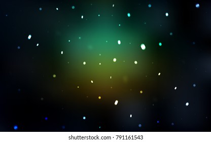 Dark Blue, Green vector cover with beautiful snowflakes. Decorative shining illustration with snow on abstract template. New year design for your ad, poster, banner.