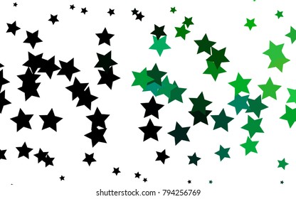 Dark Blue, Green vector cover with small and big stars. Blurred decorative design in simple style with stars. The pattern can be used for new year ad, booklets.