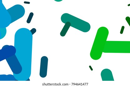 Dark Blue, Green vector cover with rounded stripes. Capsules on blurred abstract background with gradient. The pattern can be used as ads, poster, banner for medicine.