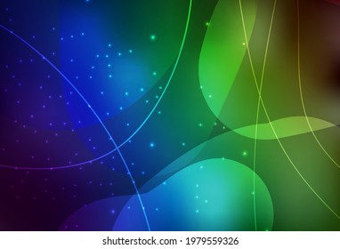 Azul oscuro, vector verde Diseño decorativo en estilo abstracto con burbujas, líneas. Ilustración abstracta con burbujas de colores al estilo natural. Plantilla moderna para la página de inicio.