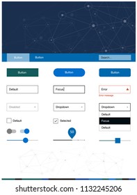 Dark Blue, Green vector design ui kit with mosaic, circles. Web ui kit with abstract triangles, circles in its header. This template you can use for websites.