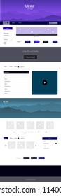 Dark Blue, Green vector design ui kit with landscape. Web ui kit with abstract gradient hills in its header. Template for landing pages of leisure.