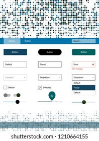 Dark Blue, Green vector design ui kit with dots. Simple Material Design Kit with colorful dots in header. Modern template for your landing page.