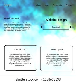 Dark Blue, Green vector design ui kit with universe stars. Modern Style guide with colorful gradient sky in its header. This template you can use for landing pages.