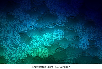 Dark Blue, Green vector doodle blurred template. Colorful abstract illustration with flowers in doodle style. A completely new template for your business design.