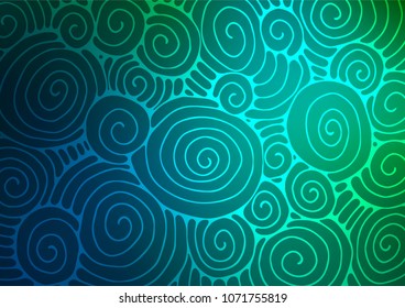 Dark Blue, Green vector doodle blurred pattern. Blurred decorative design in Indian style with Zen tangles. The completely new template can be used for your brand book.