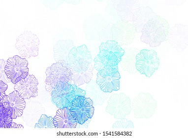 Dark Blue, Green vector doodle pattern with leaves. Decorative design of flowers on white background. New template for your brand book.