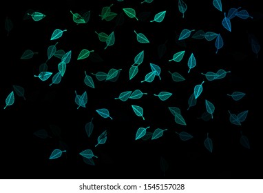 Dark Blue, Green vector doodle texture. Pattern with gradient colorful leaves in natural style. New template for your brand book.