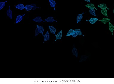 Dark Blue, Green vector doodle background. Colorful abstract illustration with leaves in doodle style. Hand painted design for web, leaflet, textile.