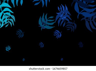 Dark Blue, Green vector doodle texture with leaves. Modern geometrical abstract illustration with leaves. Pattern for heads of websites, designs.