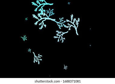 Dark Blue, Green vector doodle template with branches. Sketchy doodles on white background. Hand painted design for web, leaflets.