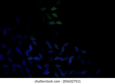Dark Blue, Green vector doodle backdrop. Smart decorative design in natural style with leaves. Pattern for wallpapers and coloring books.