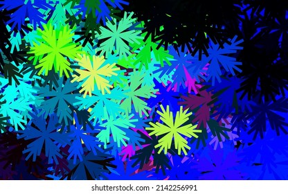 Azul oscuro, patrón de doodle vectorial verde con flores. Flores con gradiente sobre fondo blanco. Diseño pintado a mano para la web, folletos.