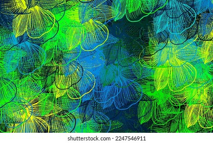 Dark Blue, Green vector doodle texture with flowers. Modern abstract illustration with flowers. Hand painted design for web, wrapping.