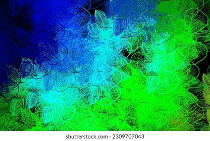 Dark Blue, Green vector doodle pattern with flowers. Shining colored illustration with flowers. Pattern for wallpapers, coloring books.