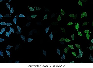 Dunkelblau, grüner Vektor-Doodle-Hintergrund. Eine vage abstrakte Illustration mit Blättern im Doodles-Stil. Muster für Tapeten und Farbbücher.