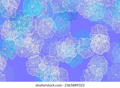 Dark Blue, Green vector doodle background with leaves. Doodle illustration of flowers in Origami style. Hand painted design for web, leaflets.